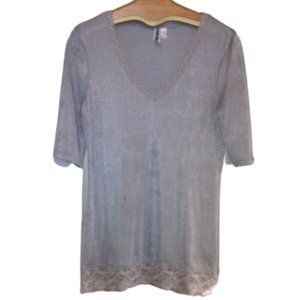 BKE Shimmery Silver Grey Top L